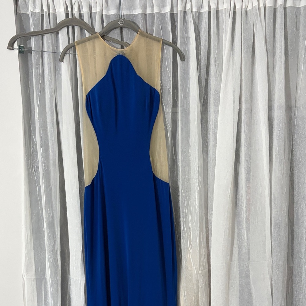 Elegant Blue and Cream Prom Dress